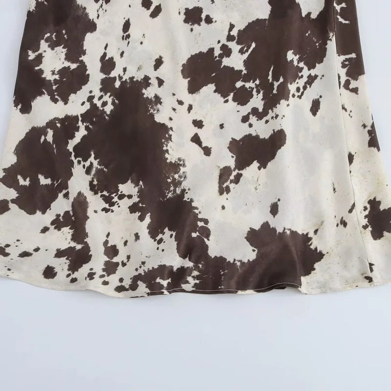 MUJER Print Satin Long Skirts for Women High Waist Midi Skirt Woman Spring Belt Women's Skirt Cylinder Vintage Women Skirt Sets.