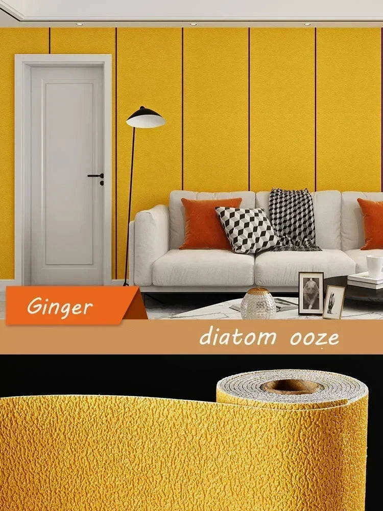 Selbstklebende Kieselalgen-Schlamm-Tapete, verdickter TV-Hintergrund, Leinen-Tapete, Schlafzimmer, Renovierung, Heimdekoration, XPE-Schaum-Wandaufkleber