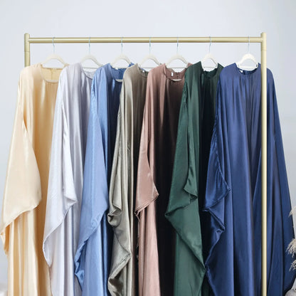 Batwing Butterfly Satin Abaya Dubai Luxury Muslim Kaftan Maxi Dress Abayas For Women Kebaya Robe Caftan Marocain Femme Vestidos.