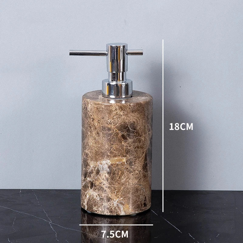 Emperador Badezimmer-Set aus dunklem Naturmarmor, braun, luxuriöser Zahnbürstenhalter, Seifenschale, Seifenspender, Badezimmer-Accessoires