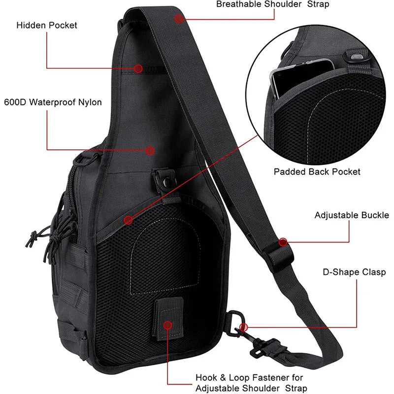 Taktische Brusttasche für Herren, Reiserucksack, Outdoor, Jagd, Camping, Umhängetasche, Umhängetasche, multifunktionale Oxford-Umhängetasche.