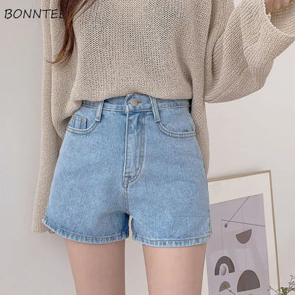 Shorts Women Summer Breathable XS-3XL Solid Simple All-match 3 Colors Girls Cute High Waist Fashion Ulzzang Streetwear Denim.