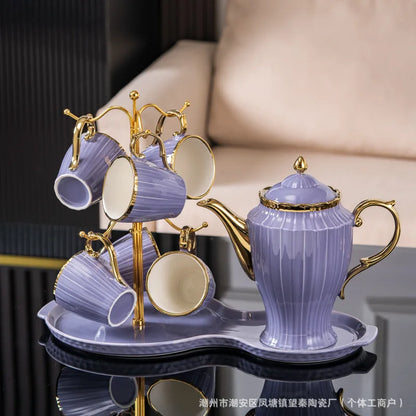 New high-value European ceramic coffee set, color glaze, high-end Phnom Penh coffee cup saucer, afternoon tea set