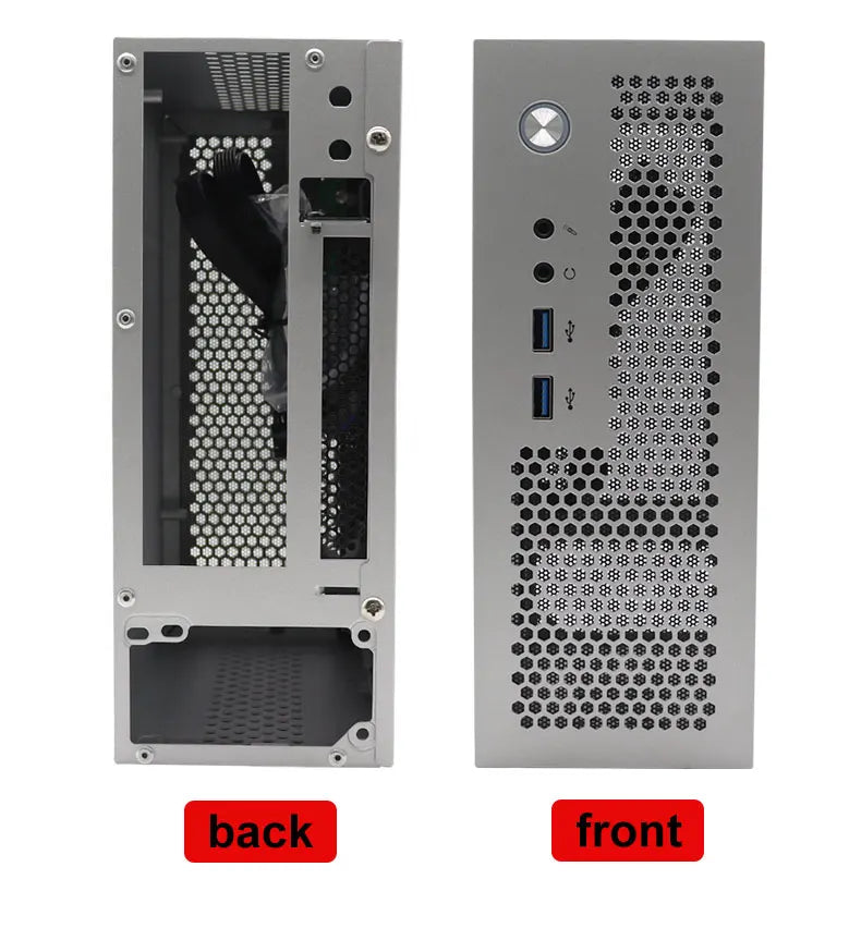HTPC Computer Case Mini ITX Gaming PC Chassis Desktop Chassis USB3.0 Computer Case Home Computer Case Black and Silver.