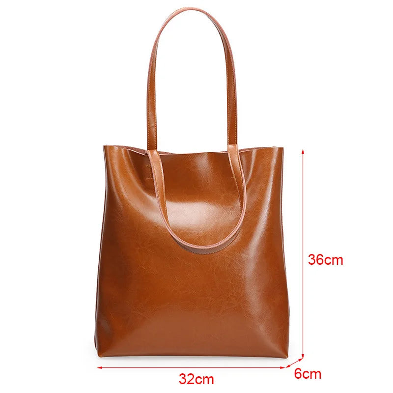 Cow Leather Bag Ladies Genuine Leather Handbags Big Women Bag Large Vintage Female 2023 Office Hand Shoulder Bags For Women Tote.