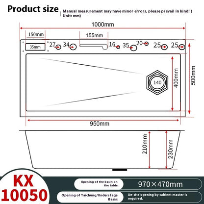 Stainless Steel Kitchen Sink Multifunctional Digital Display Dishwash Sinks Waterfall Large Single Slot Wash Vegetables Basin