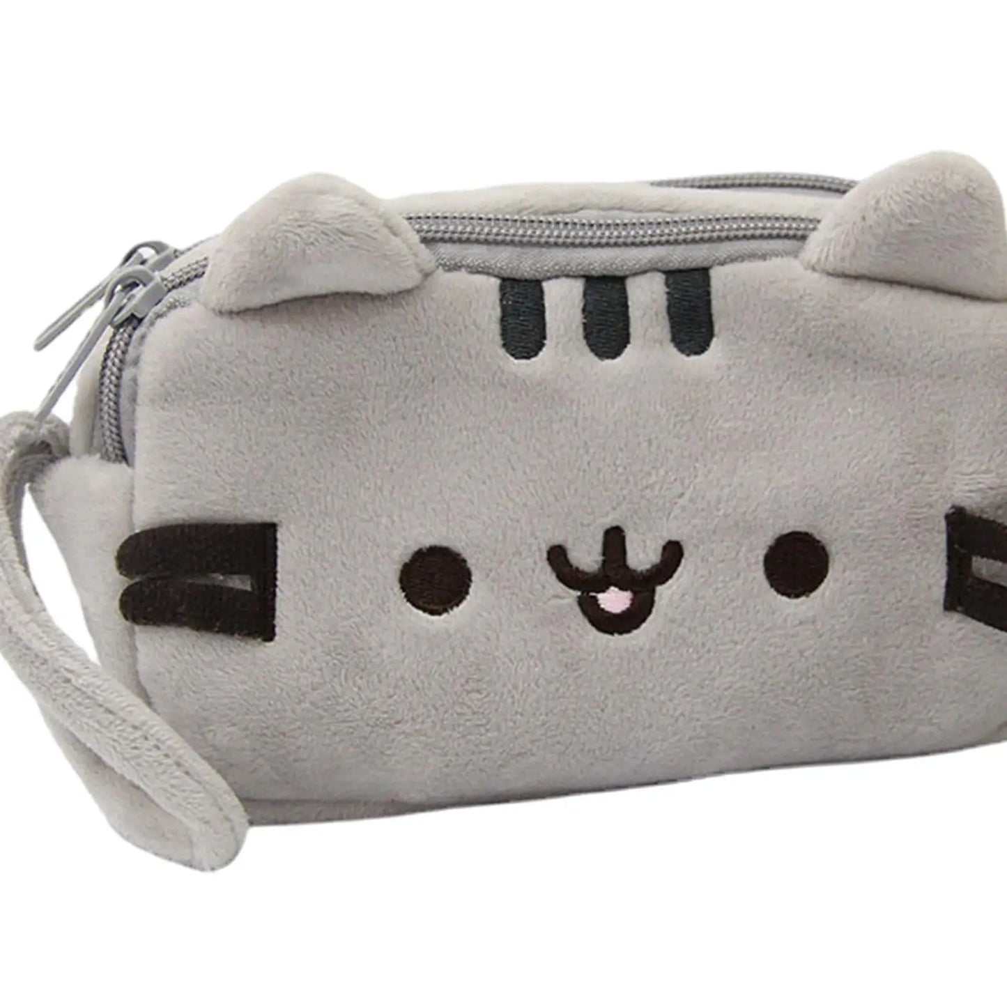 Plush Pencil Case Cute Cat Makeup Bag Large Capacity Portable Plush Animal Stationery Storage Pouch Zipper Closure Pen Case.