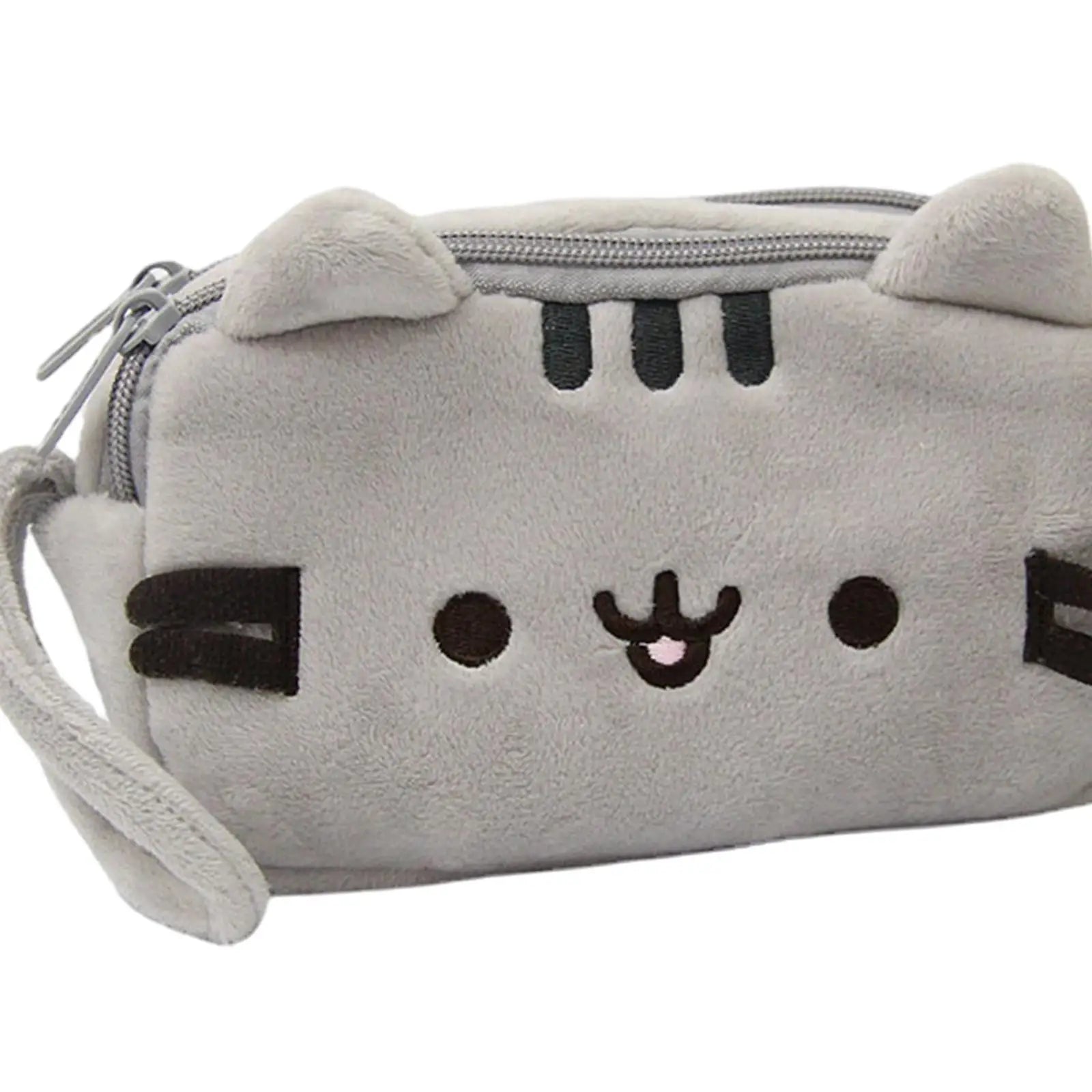 Plush Pencil Case Cute Cat Makeup Bag Large Capacity Portable Plush Animal Stationery Storage Pouch Zipper Closure Pen Case.