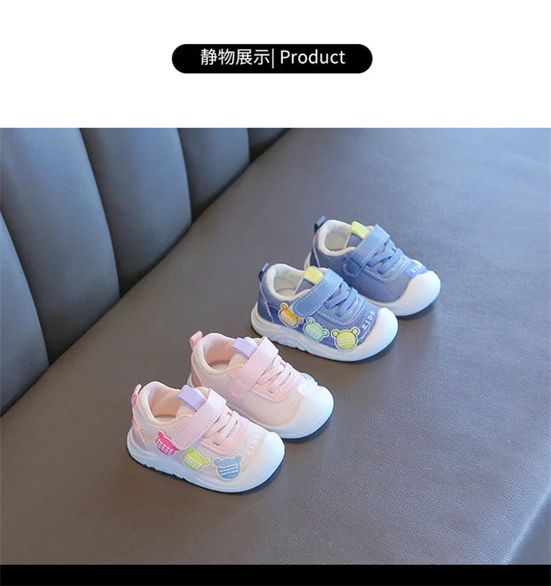 2023 New Spring Autumn Girl's Sneakers Children's Baby Mesh Breathable Casual Flats Shoes Outdoor Running Shoes.