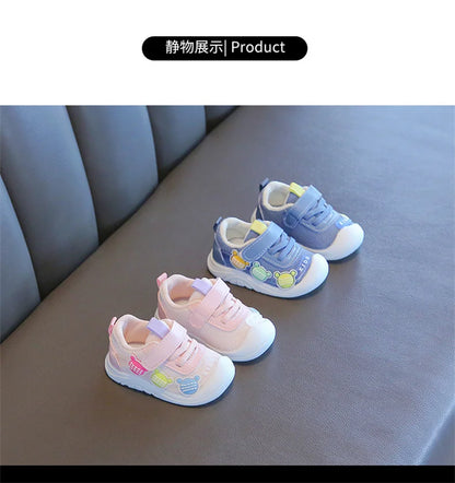 2023 New Spring Autumn Girl's Sneakers Children's Baby Mesh Breathable Casual Flats Shoes Outdoor Running Shoes.