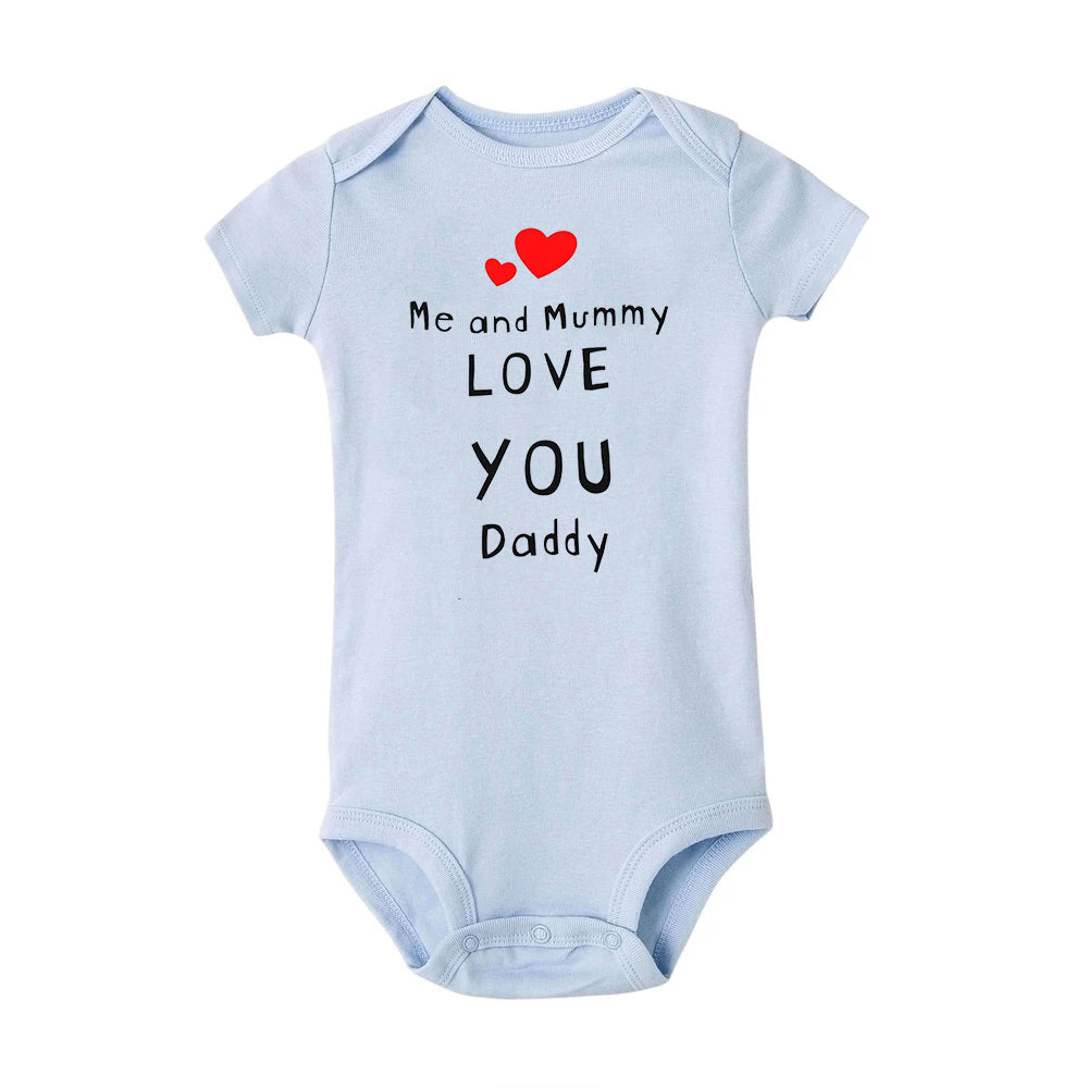 Ich und Mama Love You Daddy Baby Jungen Mädchen Overall Neugeborenes Baby Kleinkind Kleidung Kurzarm Body Valentinstag Geschenke.