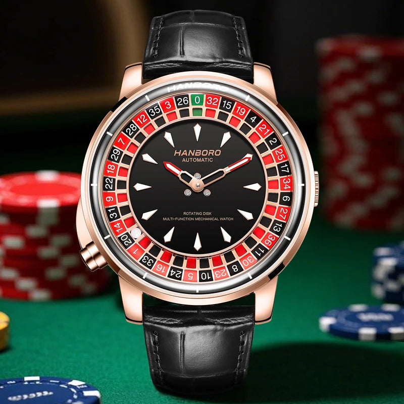 HANBORO men's fully automatic mechanical watch, roulette wheel, roulette wheel, men's watch 1001.