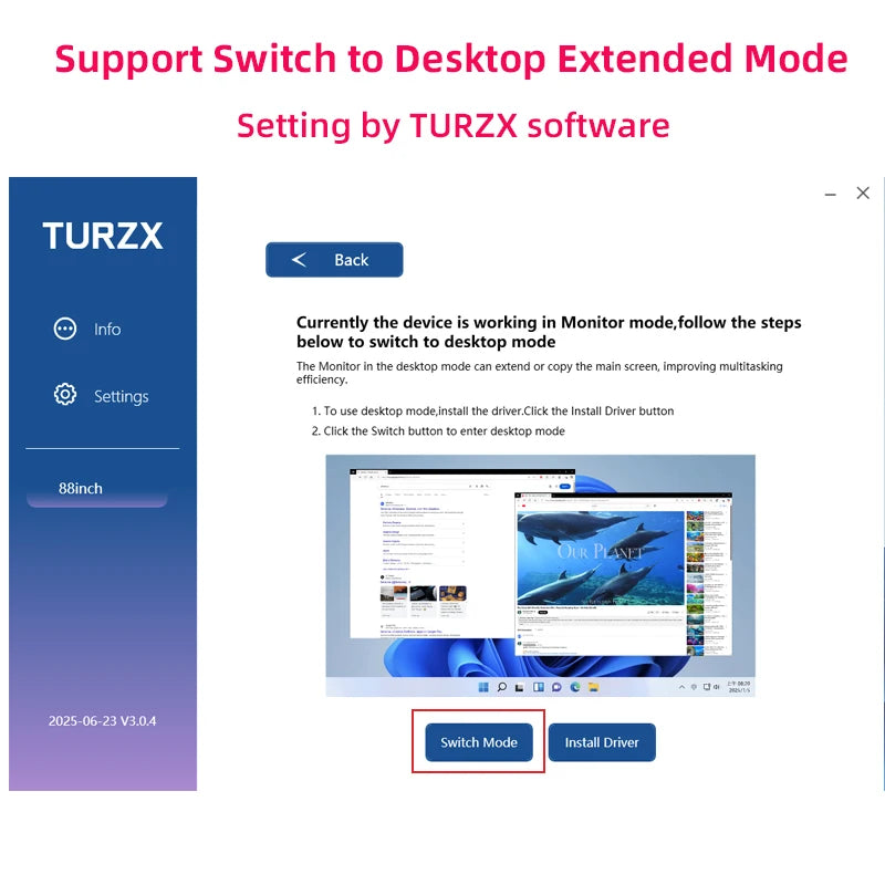 TURZX 8.8 Inch USB Secondary Screen Type-C Desktop Extended Display TF Card Play 1920*480 IPS LCD CPU RAM GPU Monitor NO AIDA64.