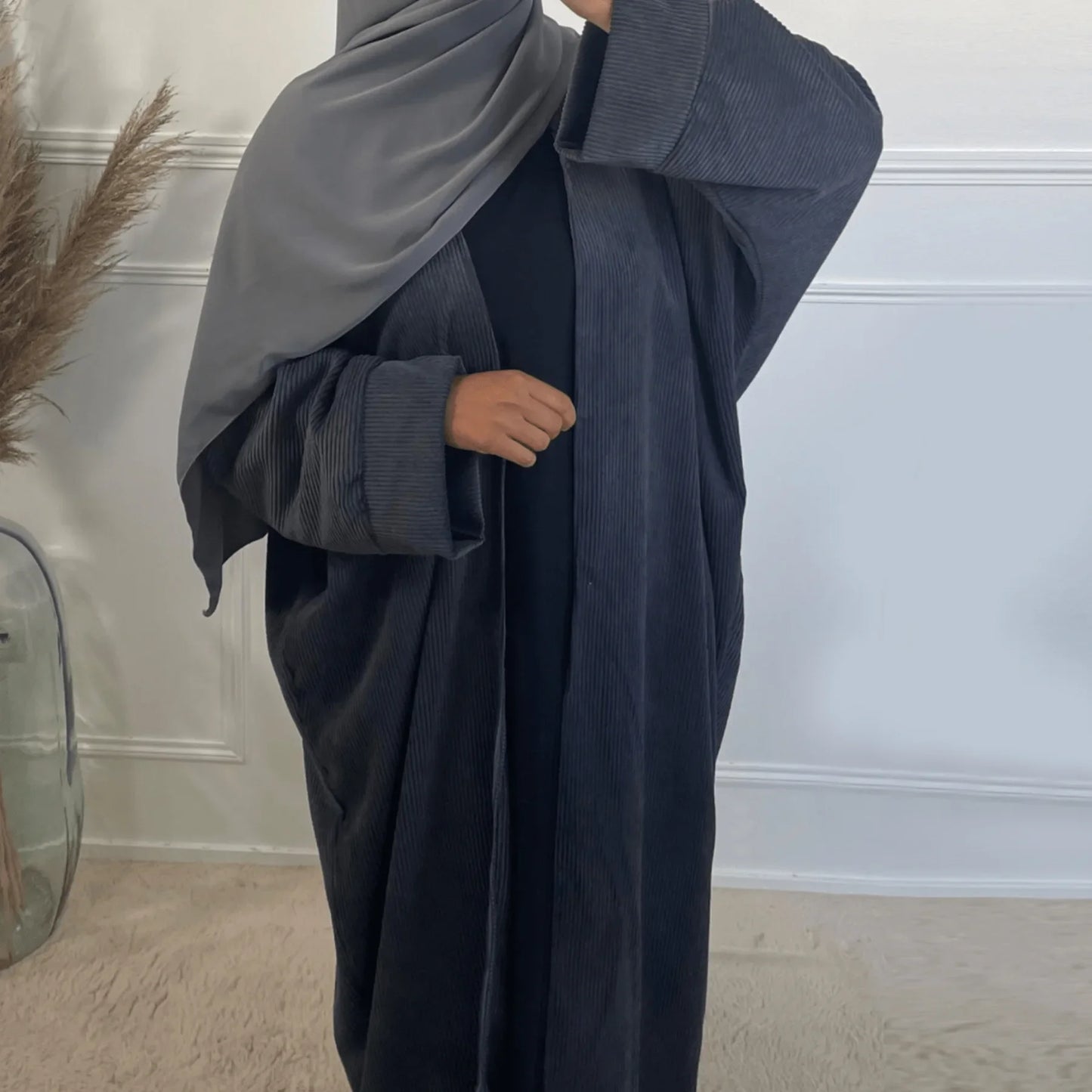 Warm Winter Abayas Muslim Women Corduroy Abaya 2023 New Modest Dress Thicked Solid Color Long Robe Female Islam Clothing.