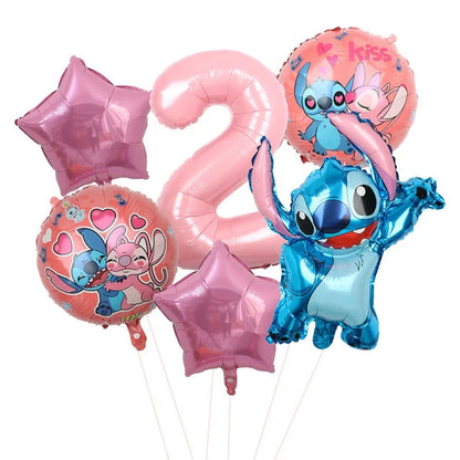 Disney Lilo Stitch Geburtstag Party Dekoration Kinder Stitch Thema Geschirr Set Engel Luftballons Happy Banner Zubehör für Mädchen zugunsten