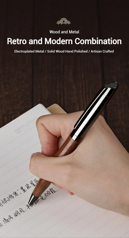 Luxuriöser Kugelschreiber aus Holz und Metall, mittlere Spitze, für Geschäftsbüros, Schule, Büromaterial.
