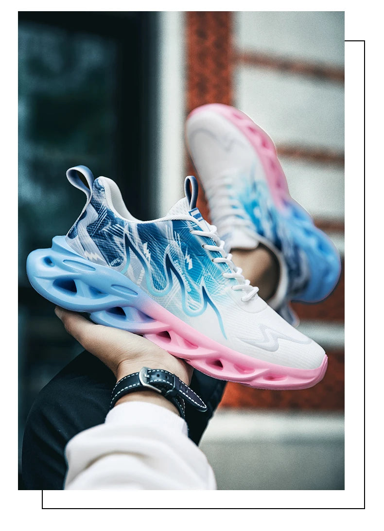 Men Running Shoes Mesh Breathable Flat Cushioning Soft Comfortable Sneakers Outdoor Gym Trendy Casual Jogging Shoes for Men