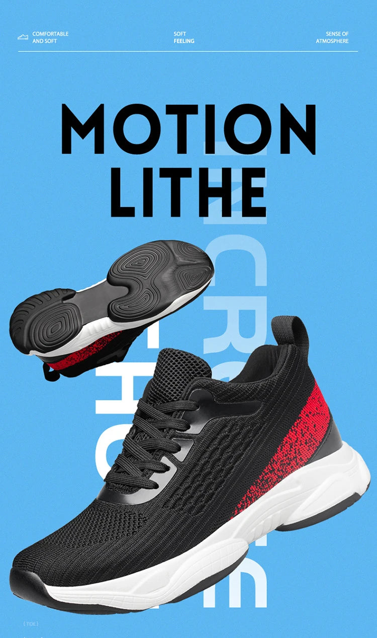 Fashion Men Sneakers Elevator Shoes Men Breathable Mesh Shoes Sports Casual Board Shoes Men's Hidden Inner Heightening Shoes 8cm.