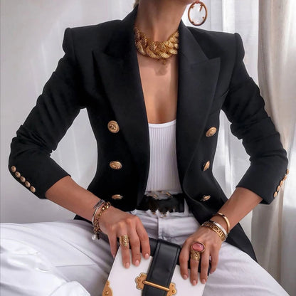 Casual Drehen Unten Kragen Langarm Anzug Oberbekleidung Büro Dame Frühling Herbst Mode Elegante Solide Blazer Mäntel Für Frauen 2023