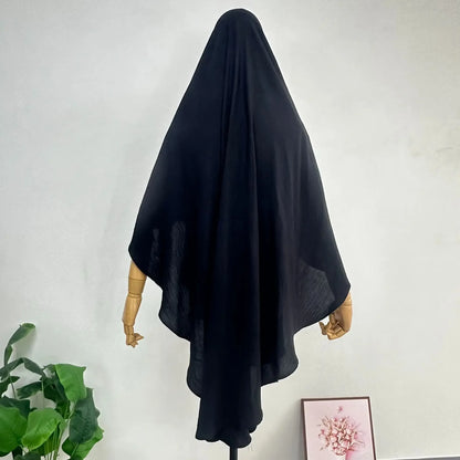 2025 Summer Muslim Women's Hijabs Traditional Soft Plain Scarf Khimar One Layer Stretch Soft Split Traditional Zip Chador