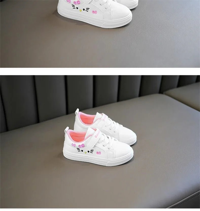 2023 Children's Little White Shoes Girls' Student Flat Bottom Casual Sports Shoes Low Top Spring Korean Plate Shoes.