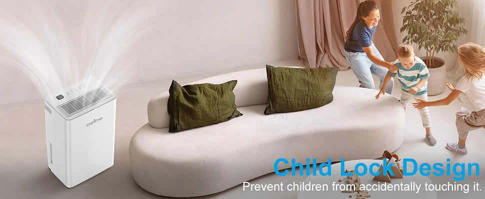 LOEFME 2L Dehumidifier Moisture Absorbers Home Air Dryer Electric Dehumidifier 12L/Day Dehumidification Timer 3 Modes W/ 3M Hose.