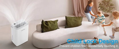 LOEFME 2L Dehumidifier Moisture Absorbers Home Air Dryer Electric Dehumidifier 12L/Day Dehumidification Timer 3 Modes W/ 3M Hose.