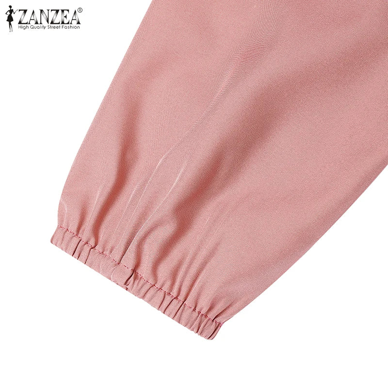 2025 Autumn Muslim Dresses Abaya ZANZEA Women Elegant Long Sleeeve Floral Dress Dubai Robe IsIamic Clothing Maxi Long Sundress.