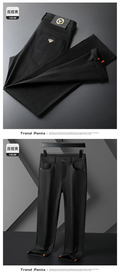 Seven-Color Stretch Jean Men's Trendy Wild Simple 97% Cotton High-End Slim-Fitting Small Straight Casual Men's Clothing Trousers.