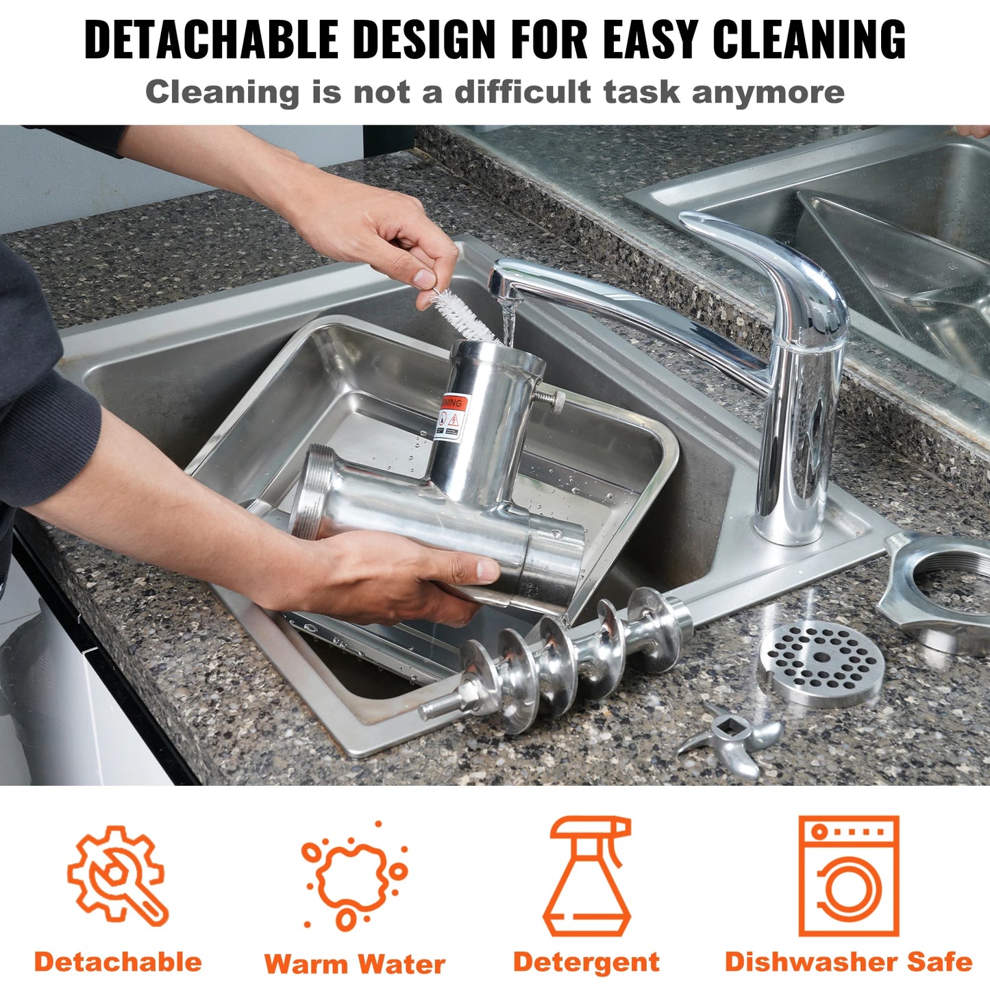 SucceBuy Electric Meat Grinder Food Processors Sausage Maker Filler Mincer Stuffer Stainless Steel with 2 Blades for Kitchen.