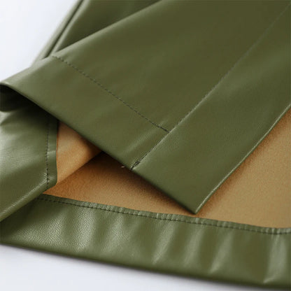 Stylish Leather Solid Jacket Pants Set Women Stand Collar Zipper Coat Loose Trousers Sets Female 2025 Autumn Fashion Streetwears