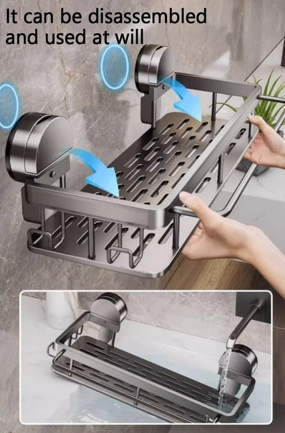 Kein Bohren, Saugnapf, selbstklebendes Badezimmerregal, Badezimmerregal, Toilette, Aluminium-Hängeregal, Badezimmer-Organizer, zum Aufhängen an der Wand