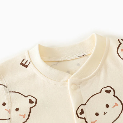 0-2Y Reine Baumwolle Langarm Neugeborenen Baby Strampler Haut-freundliche Einteilige Windel Overall Unterwäsche Infant Cartoon Homewear