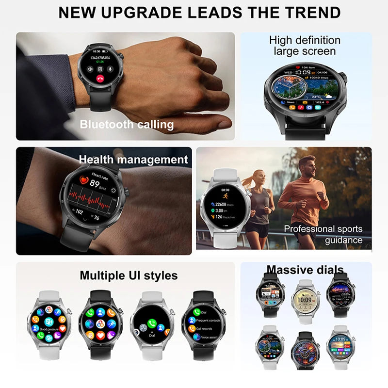 2025 New Men GPS Smart Watch 360 * 360 AMOLED Screen Bluetooth Call NFC Heart Rate Monitoring IP68 Waterproof SmartWatch for Men.