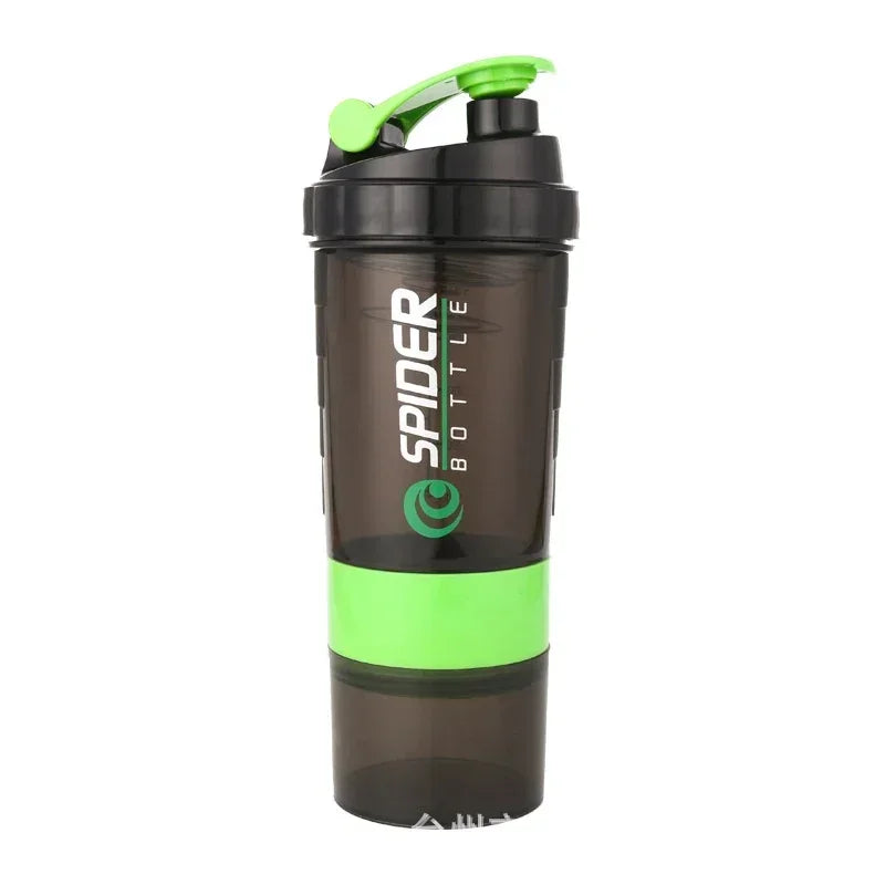 3 Layer Shaker Bottle Protein Mixing Shake Cup Sports Fitness Water Cup 550ml Scaled Plastic Water Bottles with Medicine Box.