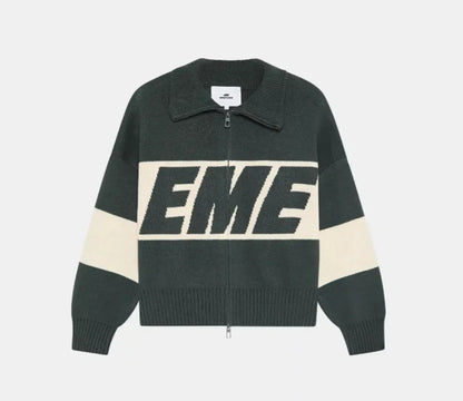 Autumn/winter Streets Casual Loose Retro Embroidered Top Hip-hop Oversized Sweater American Fashion Brand Zipper Cardigan Unisex