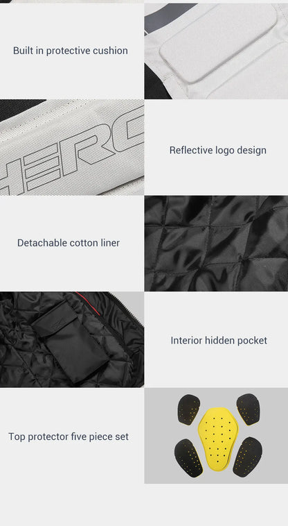 HEROBIKER Waterproof Motorcycle Jacket Man Racing Jacket Wearable Motorcycle Pants Moto Clothing With EVA Protection