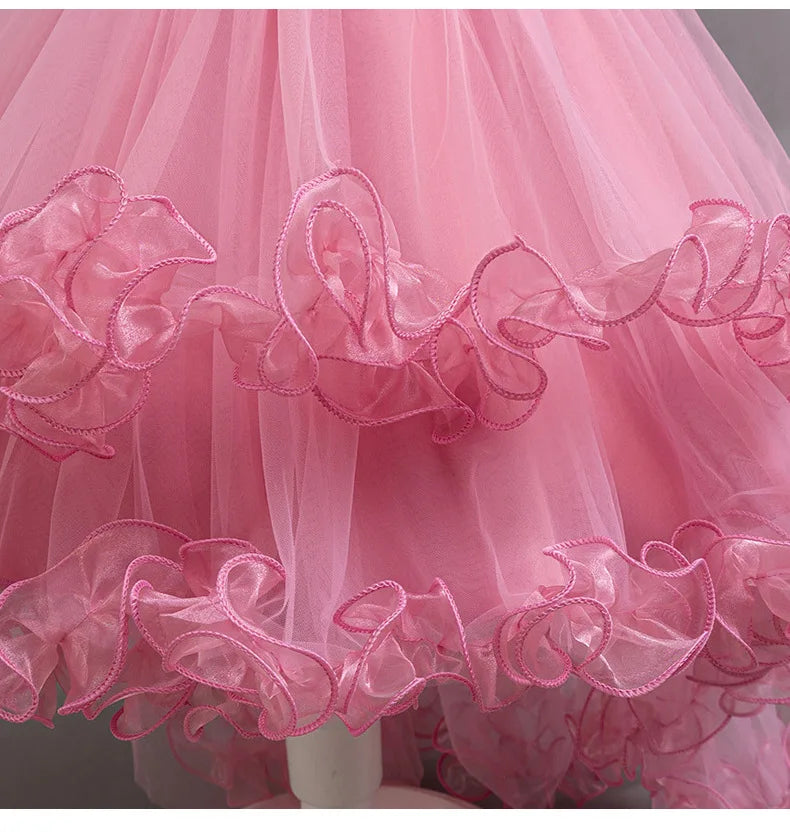 3-10 Jahre altes Mädchen Kinder schleppendes Kleid neues elegantes Mädchen Performance Puffrock Prinzessin Rock Blume Kinder Hochzeit Mädchen.
