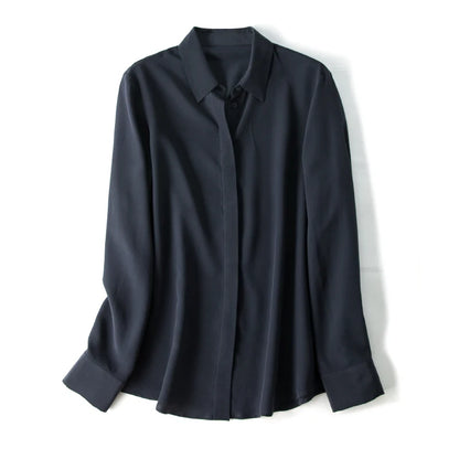 SuyaDream Damen-Seidenhemden, 100 % echte Seide, solide, langärmelige, schicke Blusen mit Knöpfen, 2025, Frühling, Sommer, Büro-Dame-Top, Weiß