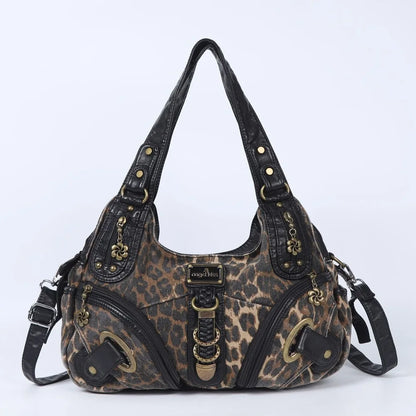 Angelkiss Women Handbags Large Women's Shoulder Bag Leopard Print Top-Handle Fashion Satchel Dumpling Shoulder Tote Hobos Bag