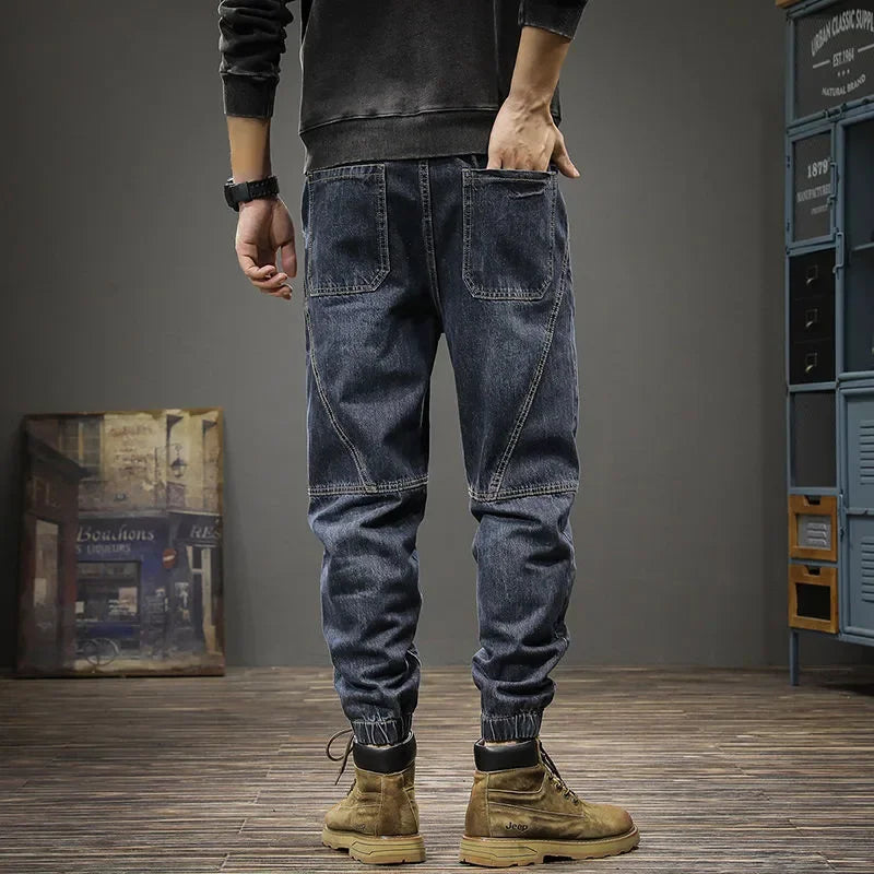 Autumn Winter Men's Trendy Loose-fit Jeans Casual Harem Trousers Long Pants Comfortable Working Clothes.