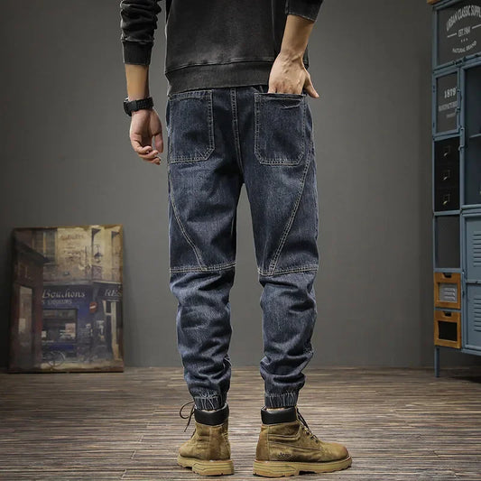 Autumn Winter Men's Trendy Loose-fit Jeans Casual Harem Trousers Long Pants Comfortable Working Clothes.