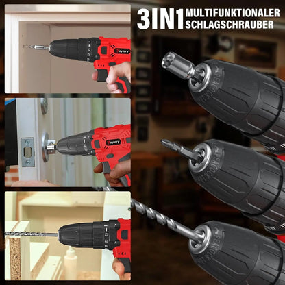 BRIEFNESS 21 V Akku-Bohrschrauber, 45 Nm, Elektroschrauber, Schnellspannbohrfutter, 2 Gänge, Geschwindigkeit, kabelloses Power-Treiber-Set mit Tragebox