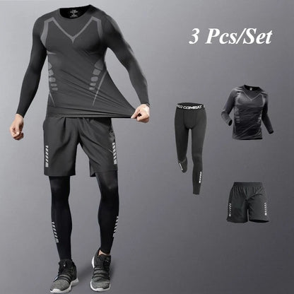 Fashion Breathable Running Sports Suit Men's Fitness Clothes All-Seasons Professional Morning Running Clothes Quick Dry Training