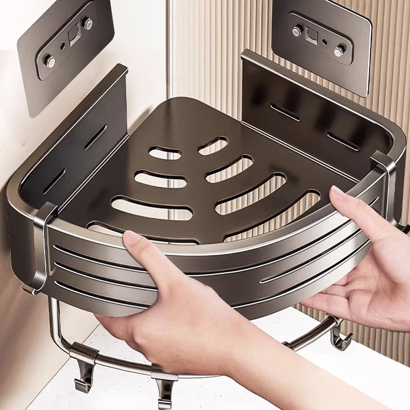 Kein Bohren Aluminium Badezimmer Regal Regale Shampoo Make-up Lagerung Halter Küche Organizer Wand Badezimmer Zubehör