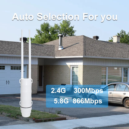 KuWFi AC1200 Outdoor CPE Router 1200Mbps 2.4G 5G Dual Band Wireless Wi-Fi Gigabit RJ45 Port Detachable Antennas 48V POE Repeater.