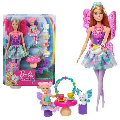 Original Barbie Doll Dreamtopia Magic Mermaid Dolls for Girls Rainbow Hair Fantasy Color Feature Kids Toy Bjd Butterfly Princess.