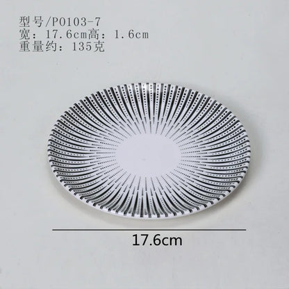 Melamine Tableware Set Round Dinner Plate Western Steak Plates Serving Fruit Salad Bowl Dessert Snack Tray.