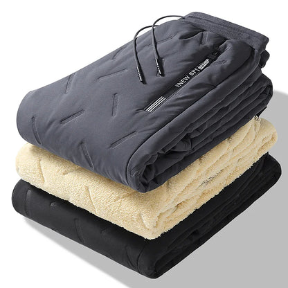 Men's Winter Sweatpants Plush Thick Fleece Lambswool Thermal Casual Waterproof Windproof Warm Cotton Trousers.