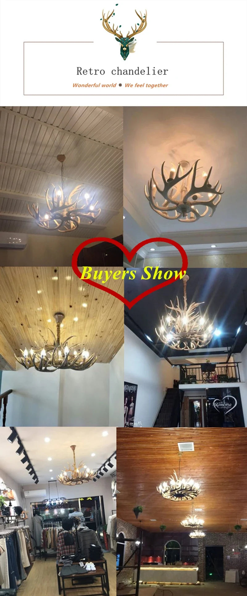 Retro Harz Geweih führte Kronleuchter Restaurant Zimmer Schreibtische Loft Decke Pendel leuchten Home Decoration Zubehör Leuchte.